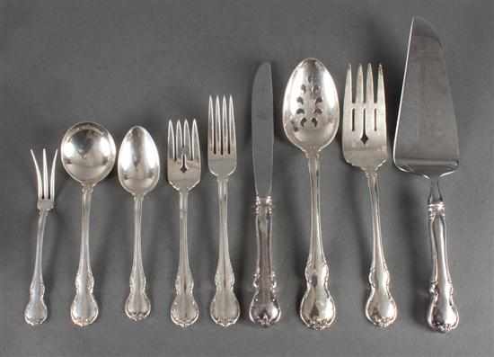 Appraisal: American sterling silver piece flatware set and serving pieces in