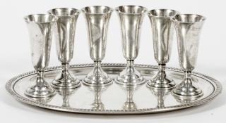 Appraisal: STERLING CORDIALS TRAY STERLING CORDIALS TRAY Cordials H Tray L