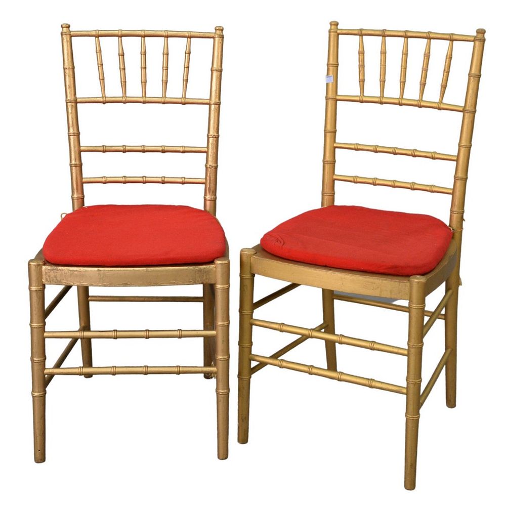 Appraisal: Set of Ten Faux Bamboo Chairs gold with red slip