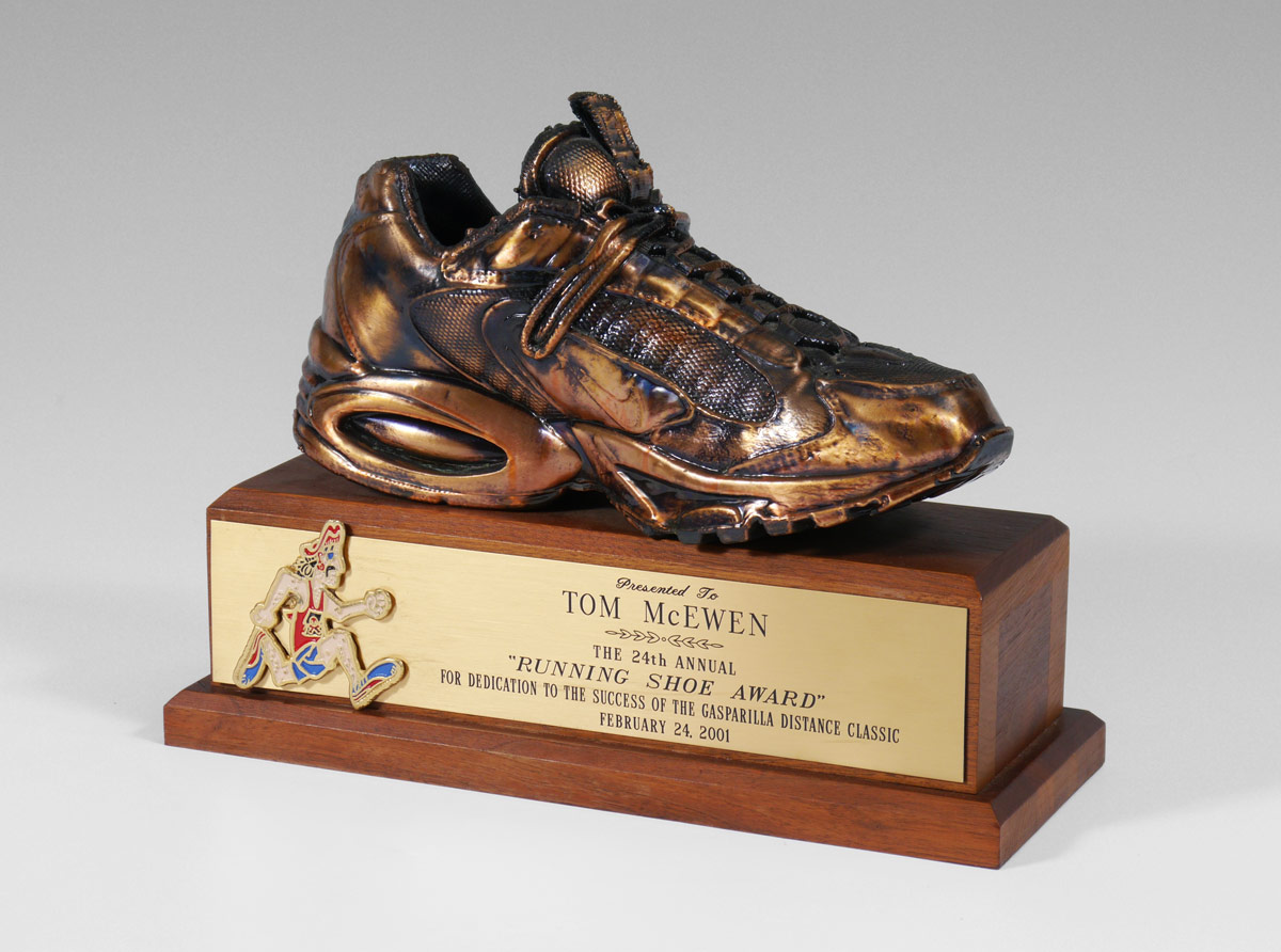 Appraisal: TOM McEWEN GASPARILLA RUNNING SHOE AWARD Bronzed Nike running shoe