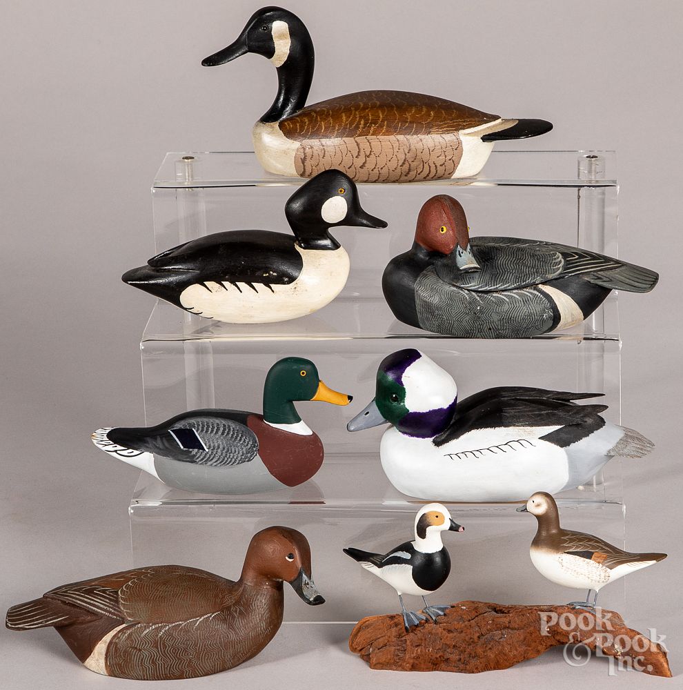 Appraisal: Seven carved and painted duck decoys Seven carved and painted