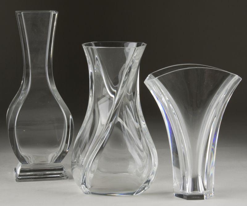 Appraisal: Group of Three Baccarat Crystal Vases the first a twist