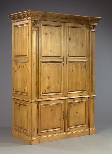 Appraisal: George III-Style Waxed Pine Cabinet in two parts the upper