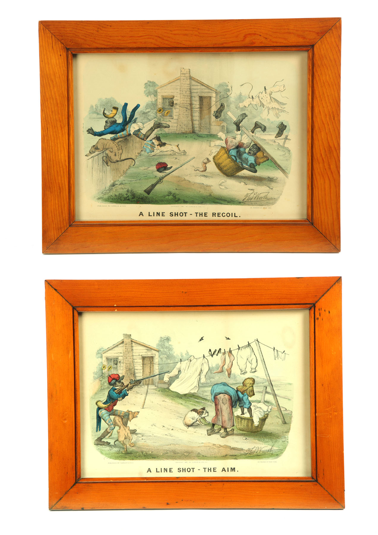 Appraisal: TWO DARKTOWN PRINTS BY CURRIER IVES Handcolored lithographs on paper