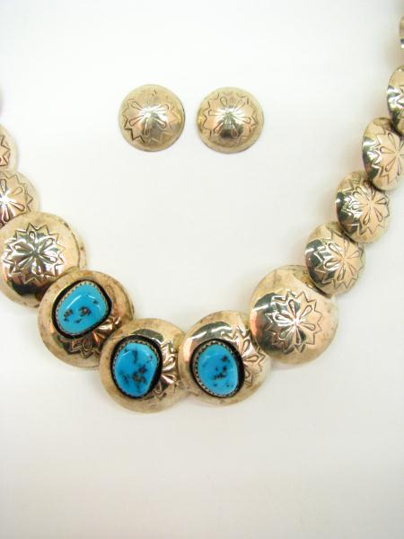 Appraisal: Vintage 's Native American reversible stamped disc necklace approximately ''