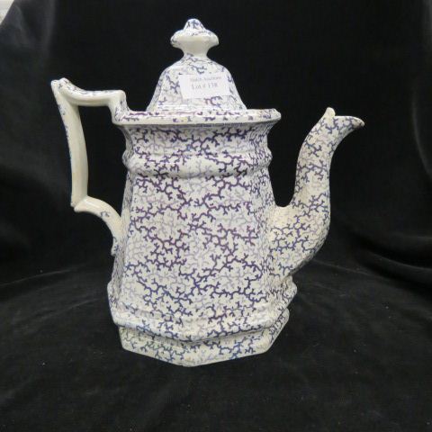 Appraisal: English Ironstone Coffeepot lilac Seaweed style decoration th century