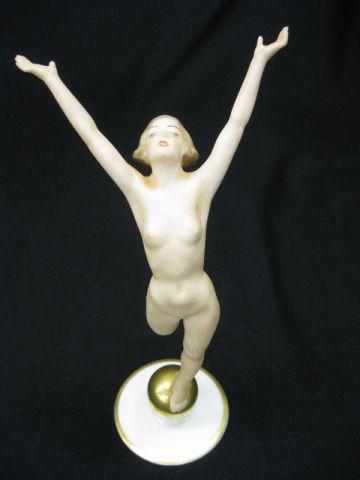 Appraisal: Hutschenreuther Porcelain Figurine of Nude Woman on a golden ball