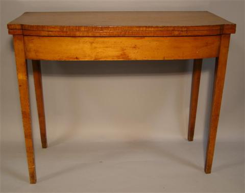 Appraisal: AMERICAN HEPPLEWHITE TIGER MAPLE CARD TABLE First quarter th century