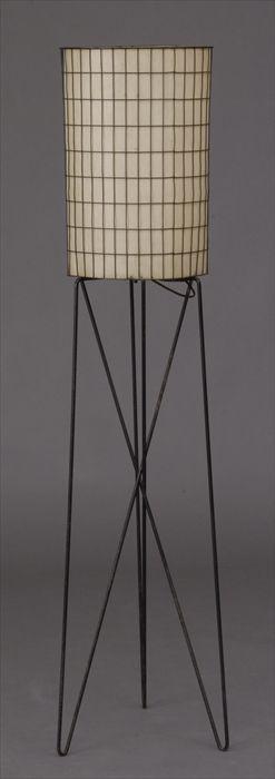 Appraisal: 'S EBONIZED METAL SPINDLE FLOOR LAMP WITH CYLINDRICAL PARCHMENT SHADE