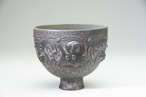 Appraisal: SCHEIER Chalice modeled and incised with whimsical female figures covered