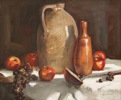 Appraisal: Robert Brubaker American b Autumn still life Oil on canvas