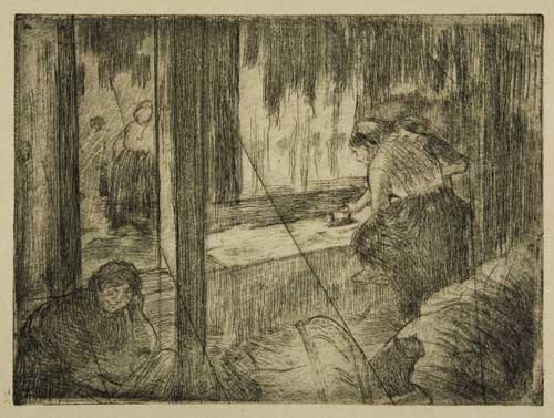 Appraisal: EDGAR DEGAS Blanchisseuses Etching and aquatint on imitation Japan paper