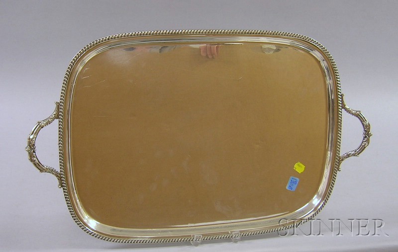 Appraisal: Regency-style Silver Plated Handled Tray lg in