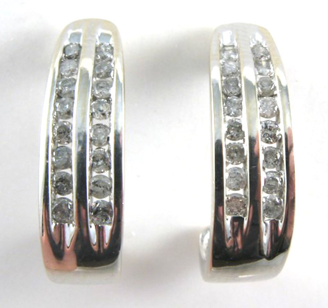 Appraisal: PAIR OF DIAMOND AND WHITE GOLD EARRINGS each k white