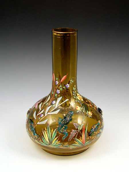 Appraisal: BOHEMIAN MOSER or HARRACH BOHEMIAN ART GLASS VASE WITH APPLIED