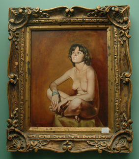 Appraisal: CHANDLER Seated Nude Oil on board x cm