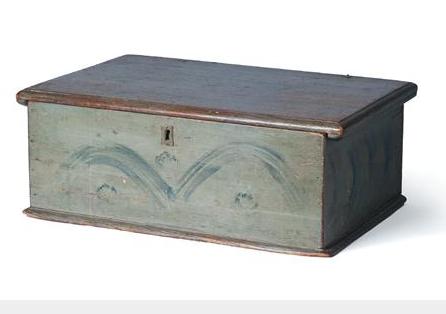 Appraisal: NEW ENGLAND GREEN PAINTED STORAGE BOX WITH SNIPE HINGES Height