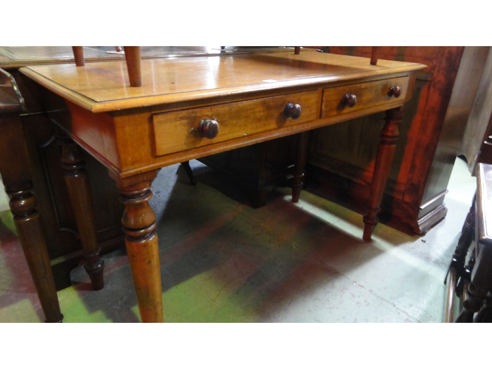 Appraisal: A th century mahogany side table the rectangular top with