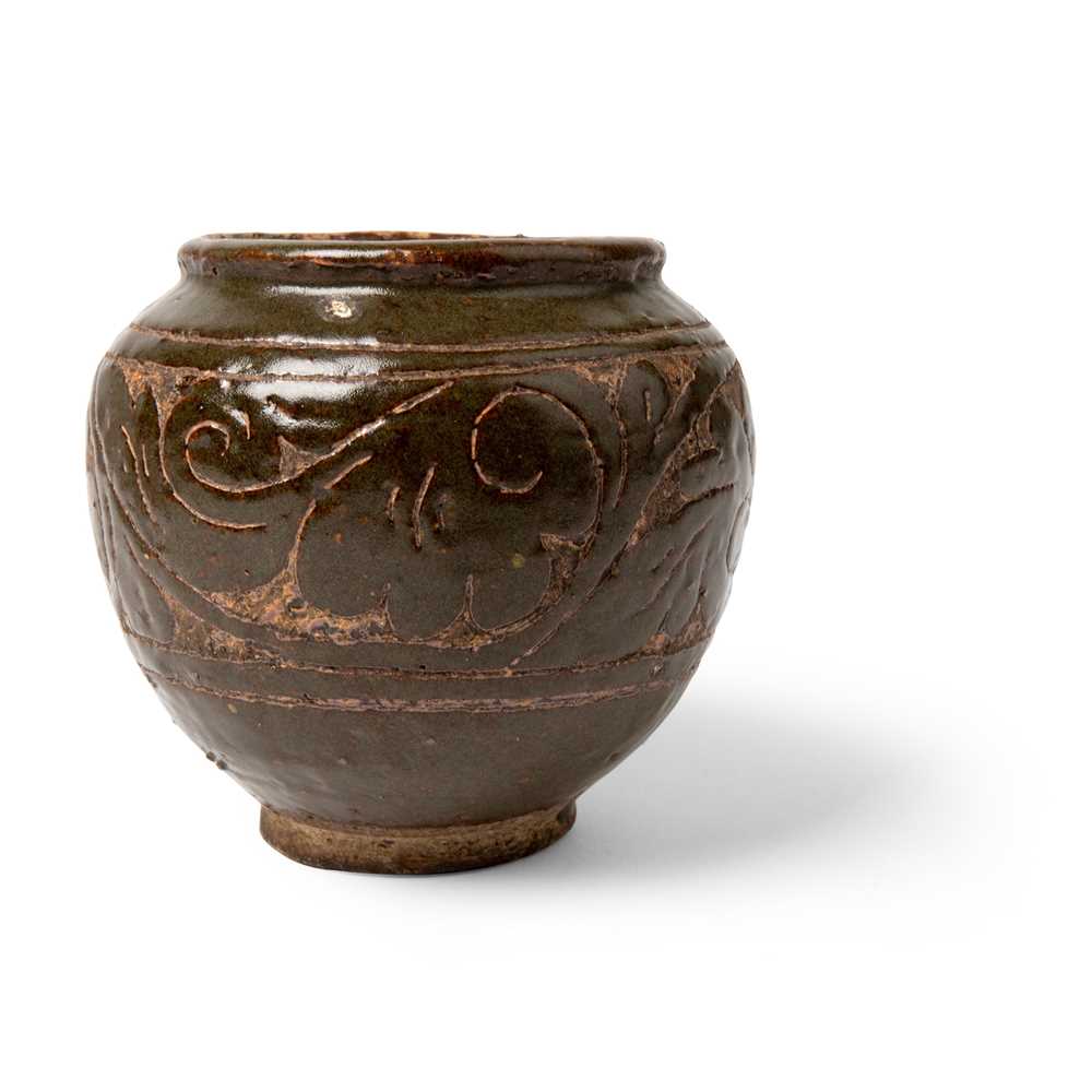 Appraisal: CIZHOU TEADUST-GLAZED SGRAFFIATO JAR JIN DYNASTY TH- TH CENTURY the