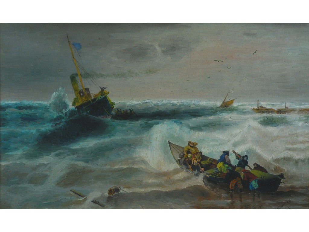 Appraisal: W WHITE early twentieth century OIL ON CANVAS Sea rescue