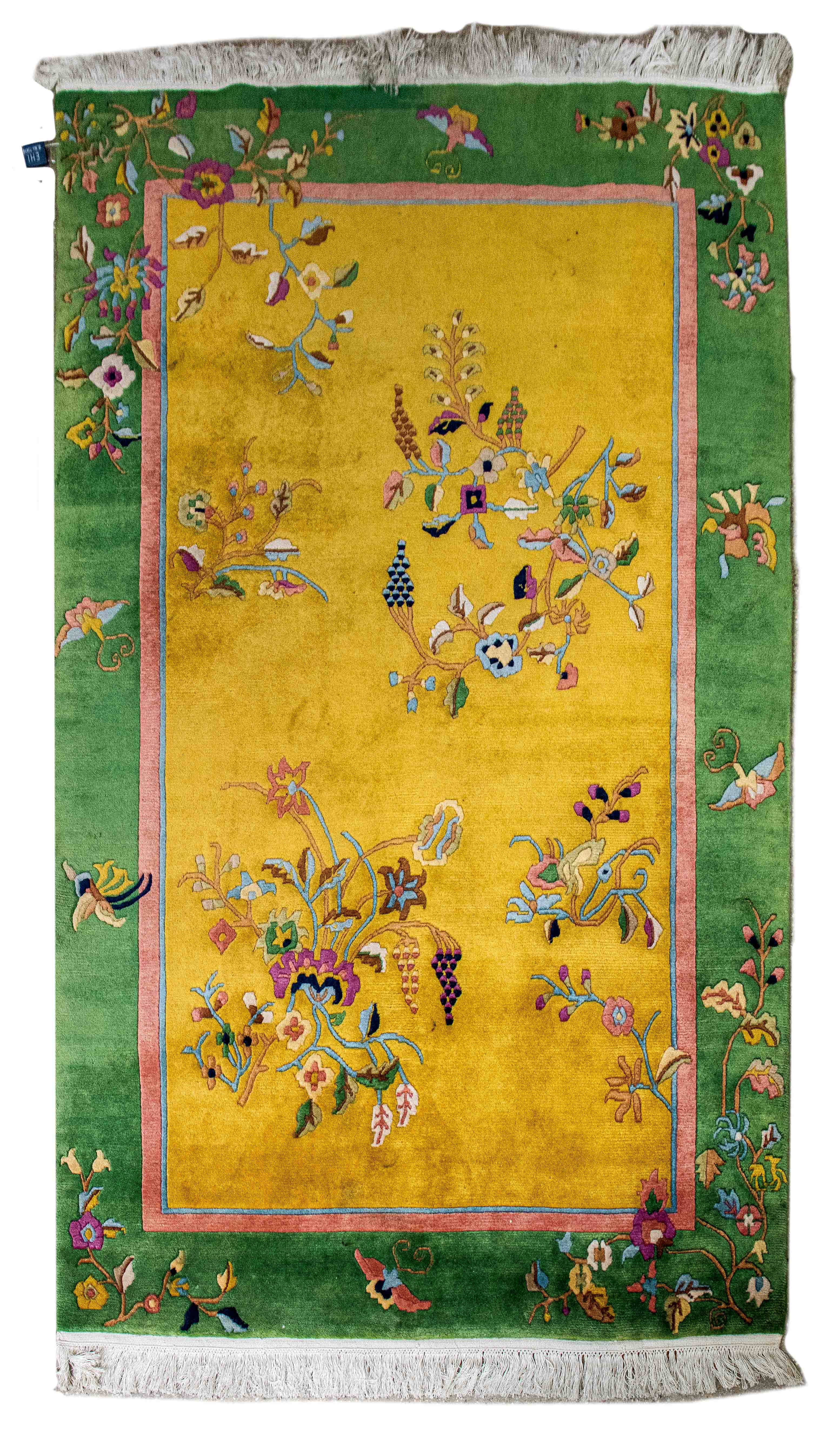 Appraisal: CHINESE ART DECO MANNER FLORAL RUG Chinese Art Deco manner