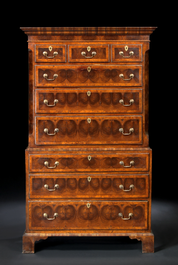 Appraisal: George III Walnut Chest-on-Chest late th century the molded cornice