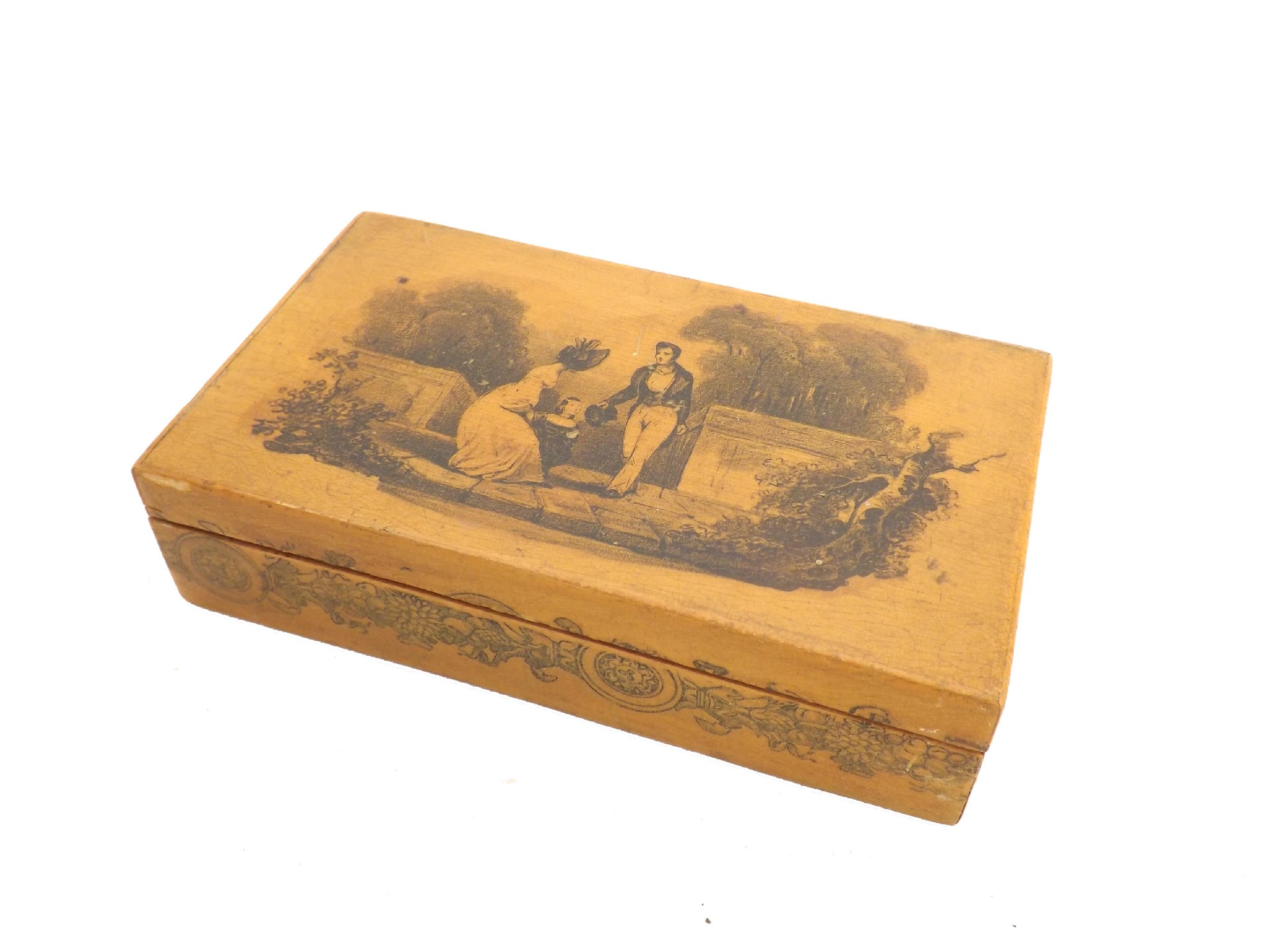 Appraisal: Mauchline ware - rectangular box transfer printed with a family