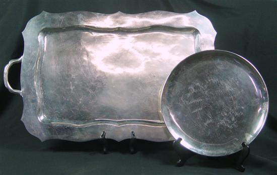 Appraisal: Two Pieces of Mexican Sterling Tea tray with applied handles