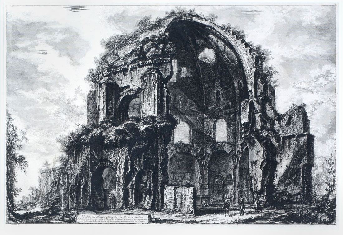 Appraisal: PIRANESI ENGRAVING ''Temple of Minerva Medica'' sight size '' x