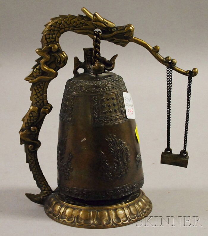 Appraisal: Bronze Bell China th century the bell cast with flame-shaped