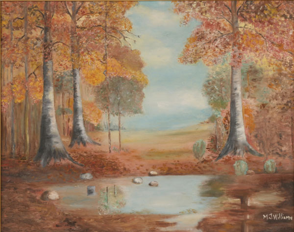 Appraisal: M J Williams American th century Indiana fall landscape with