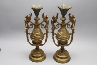 Appraisal: Pair of th C Mixed Metal Gilt Figural Ewers Pair