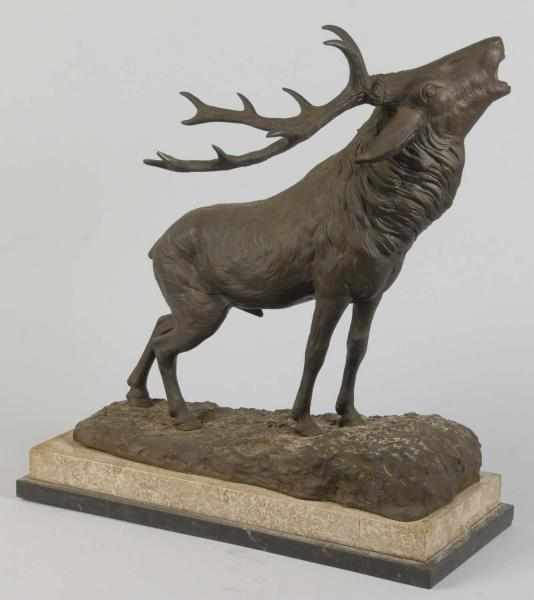 Appraisal: Bronze Elk Statue with Marble Base Description Excellent detail and