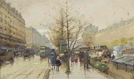 Appraisal: Eugene Galien-Laloue French - Le Quai du Louvre watercolor and