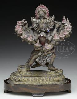 Appraisal: BRONZE FIGURE OF MAHAKALA AND YUMARI BRONZE FIGURE OF MAHAKALA