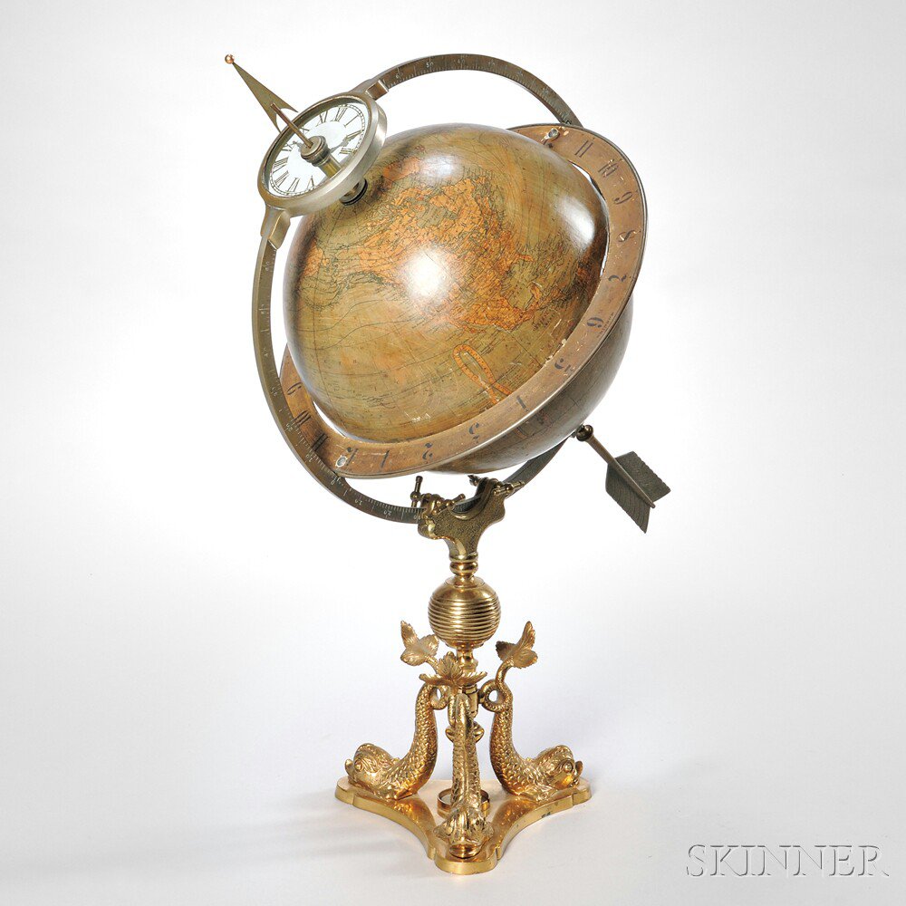 Appraisal: Juvet Co Time Globe Table Clock Canajoharie New York c