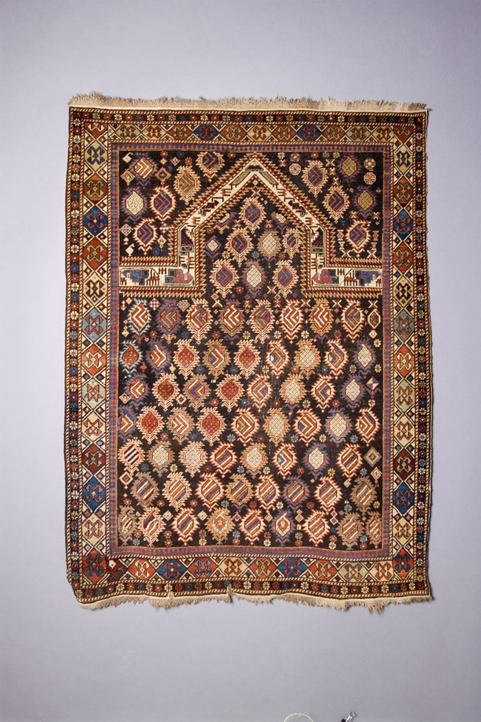 Appraisal: SHIRVAN MARASALI PRAYER RUG EAST CAUCASUS The blue-black field with