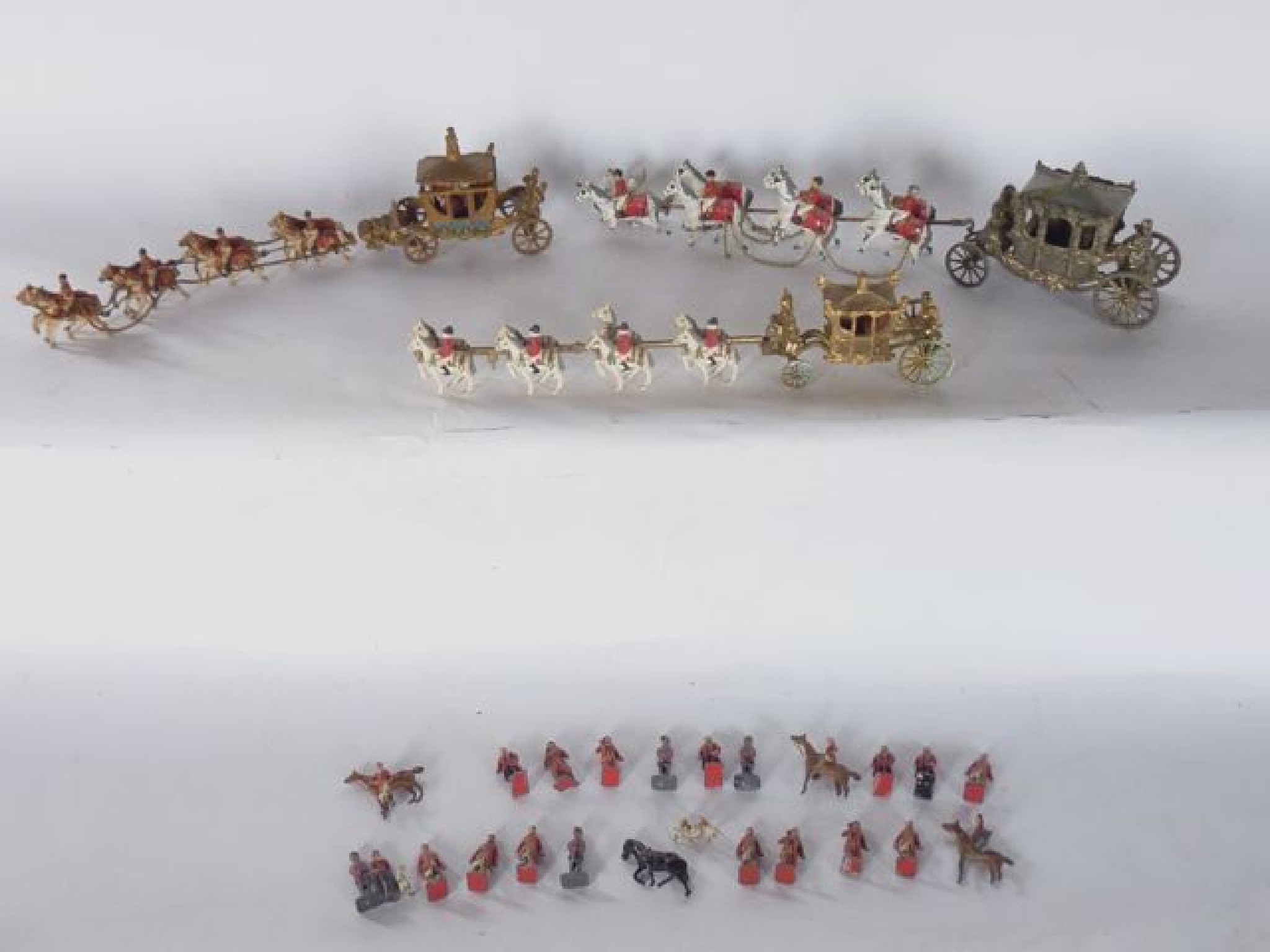 Appraisal: A vintage lead assembly of eight parading royal horses a