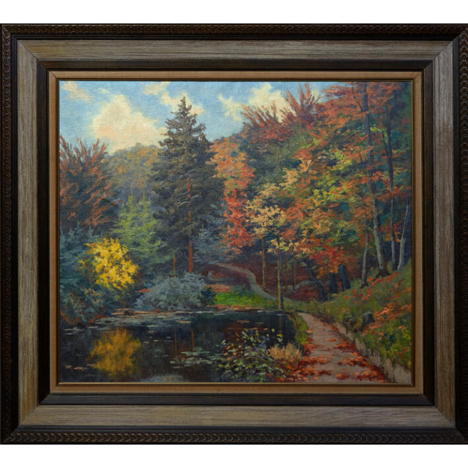 Appraisal: V Pahl Fall Landscape th c oil on canvas signed