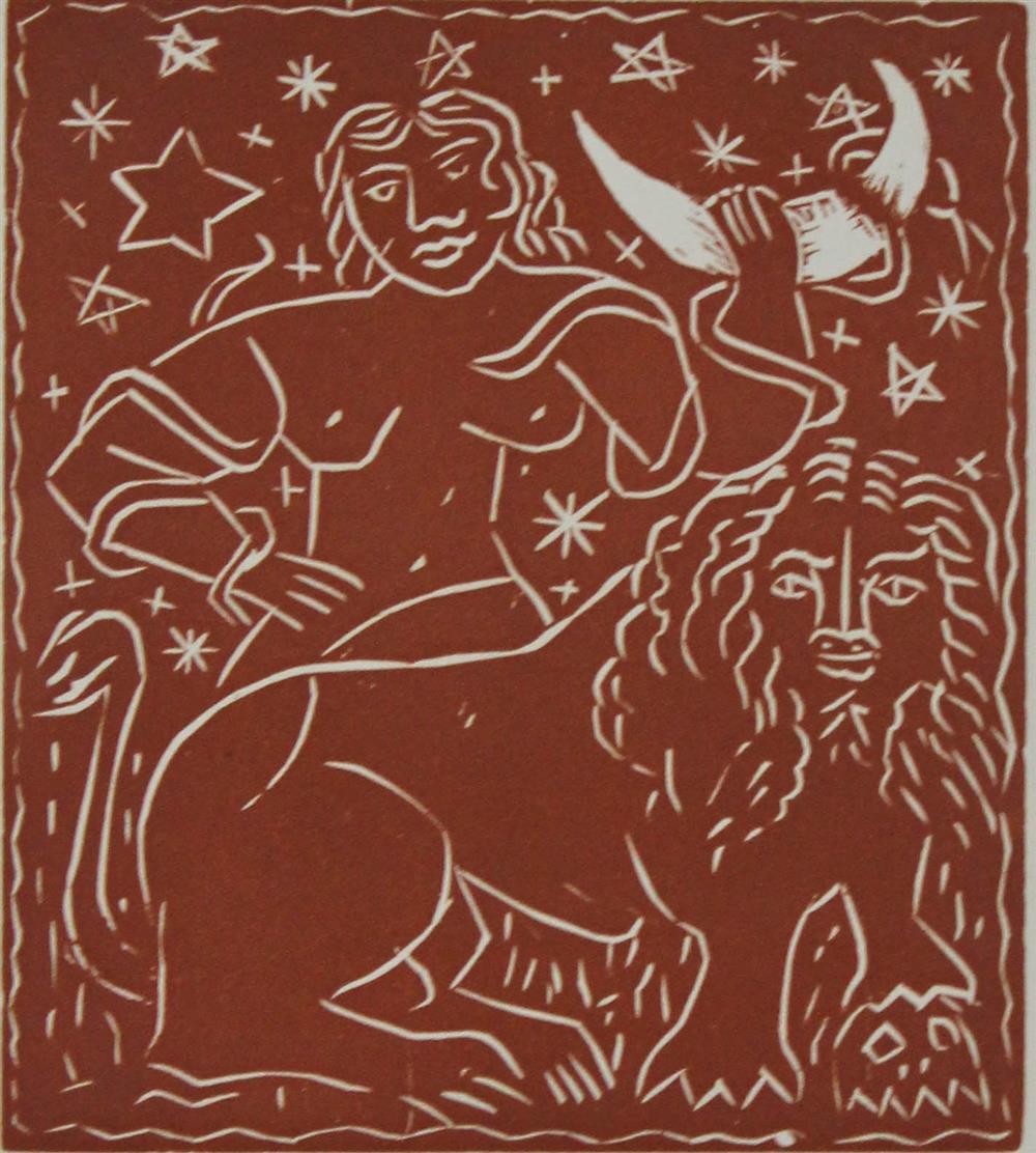 Appraisal: ANDRE DERAIN FRENCH - ZODIAC Wood engraving x in sight