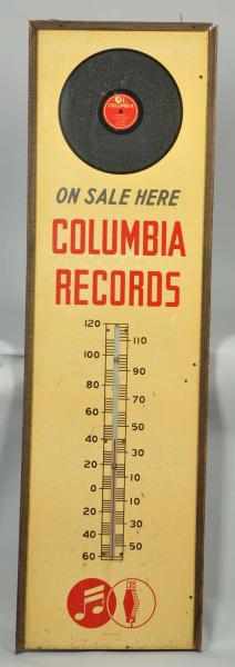 Appraisal: Tin Columbia Records Thermometer Complete with original wooden framework Missing