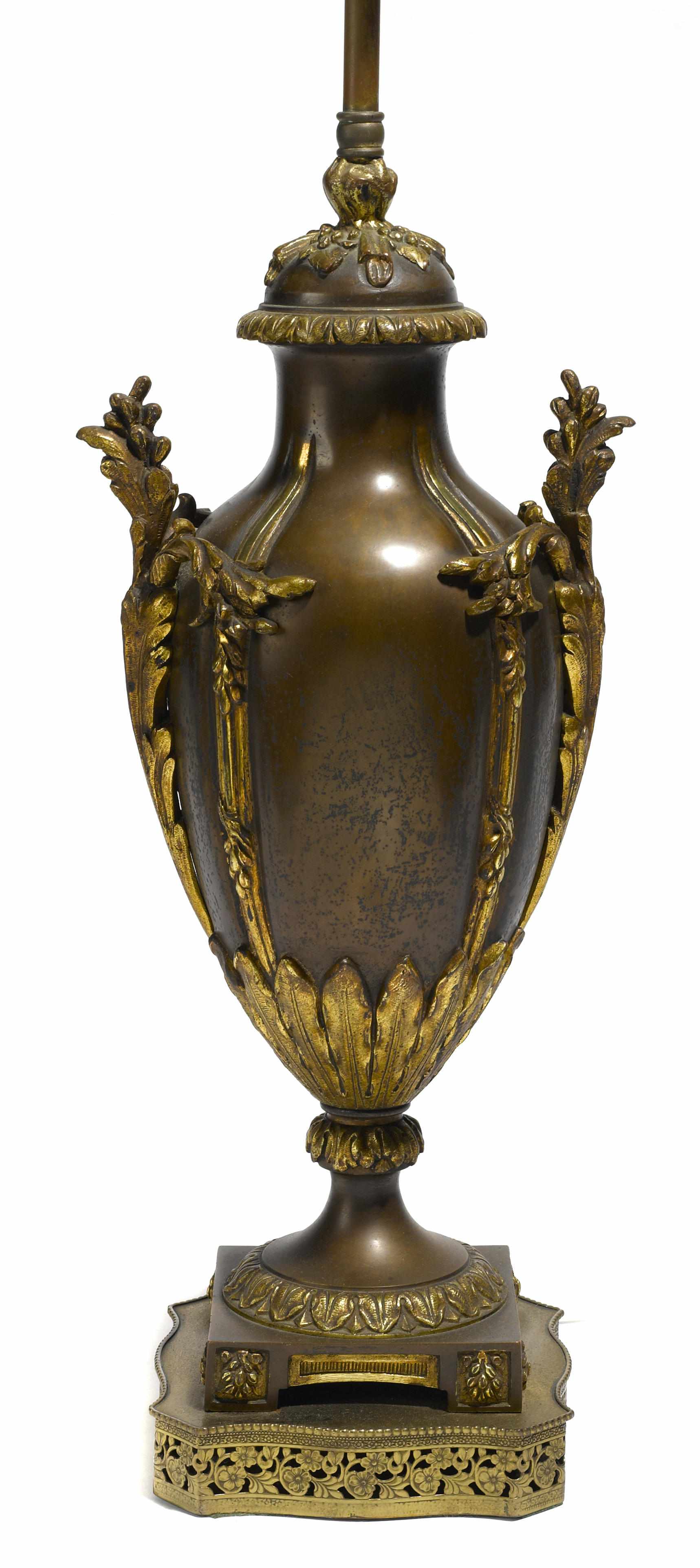 Appraisal: A Continental Rococo style parcel gilt patinated bronze vase now