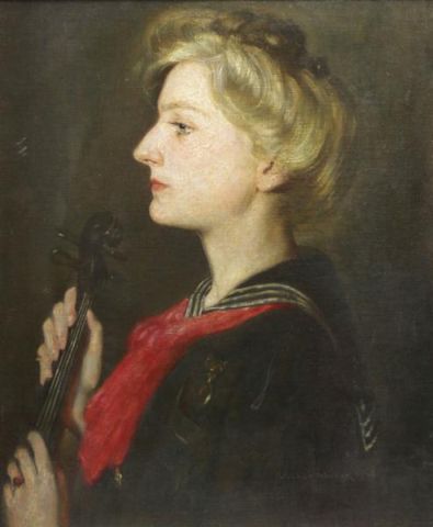 Appraisal: MILLER Violet Oil on Canvas Portrait of aWoman with a