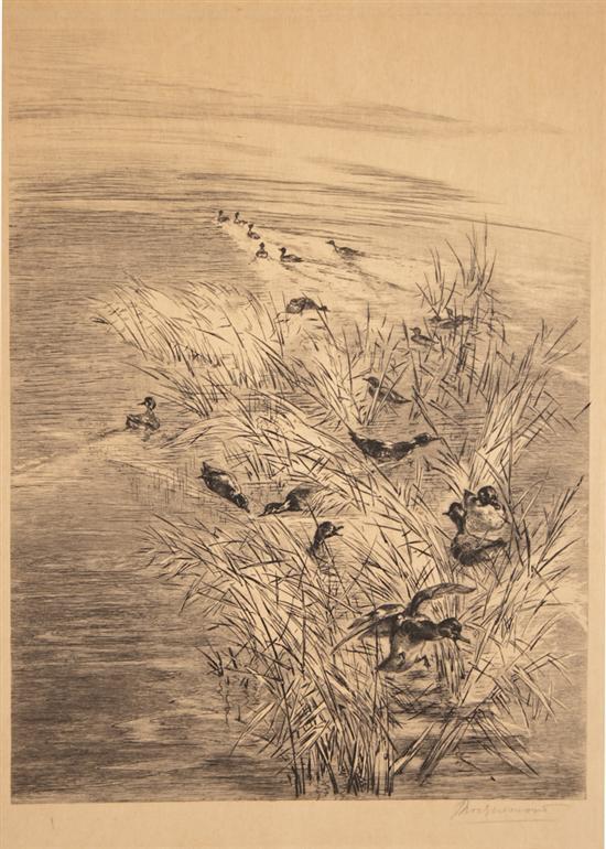 Appraisal: Felix Bracquemond French - Ducks in a Marsh etching signed