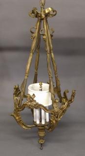 Appraisal: French chandelier French brass center hall chandelier with six light