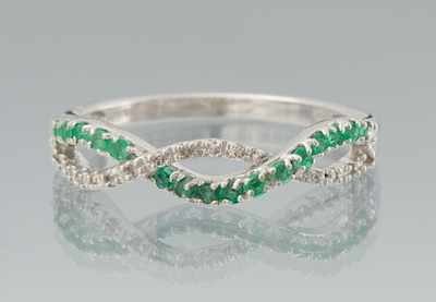 Appraisal: A Ladies' Diamond and Emerald Ring k white gold ring