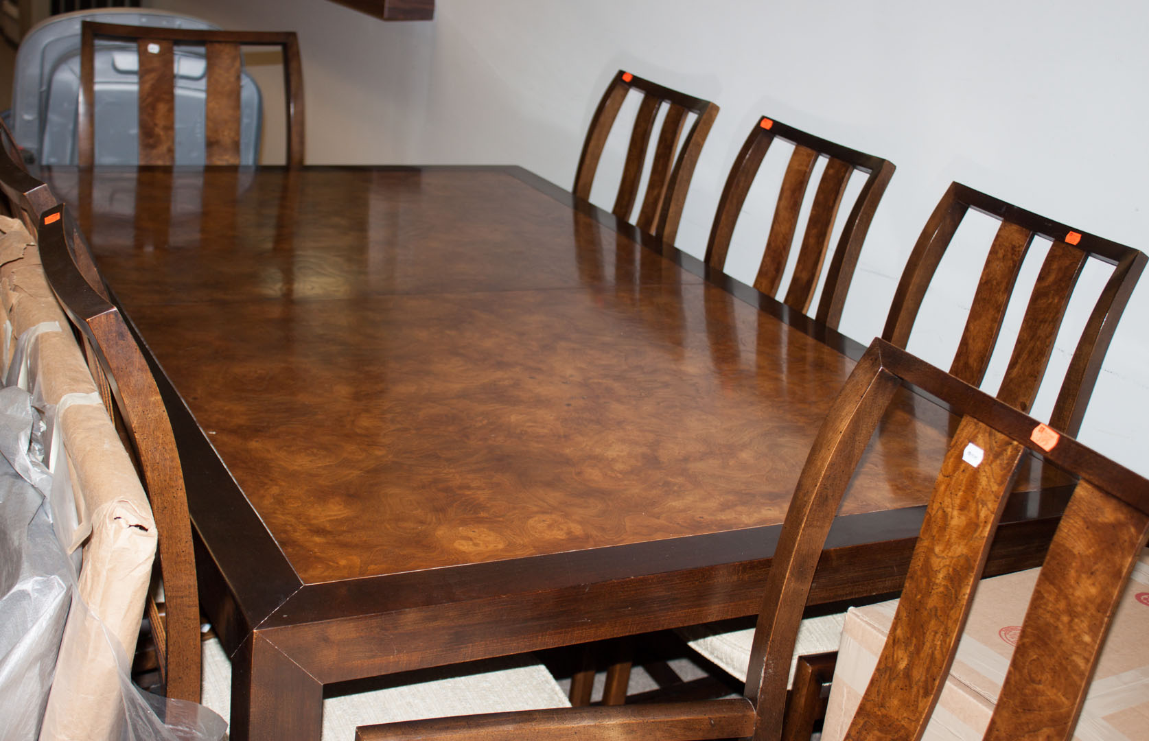 Appraisal: Ten piece contemporary dining table including eight chairs table and