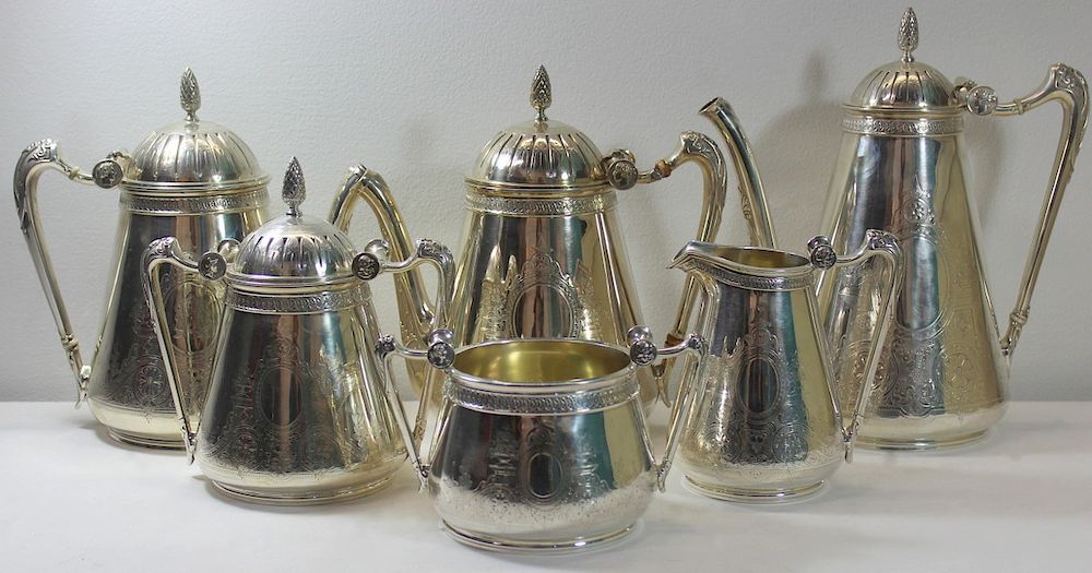 Appraisal: STERLING Pc Gorham Sterling Tea Service Mid th century Gorham