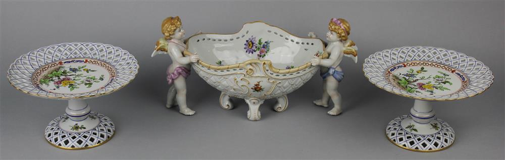 Appraisal: THREE VON SCHIERHOLZ PORCELAIN COMPOTES blue printed marks to all