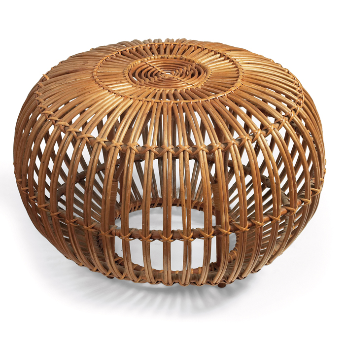 Appraisal: Franco Albini stool by Vittorio Bonacina Italy attribution rattan ''dia